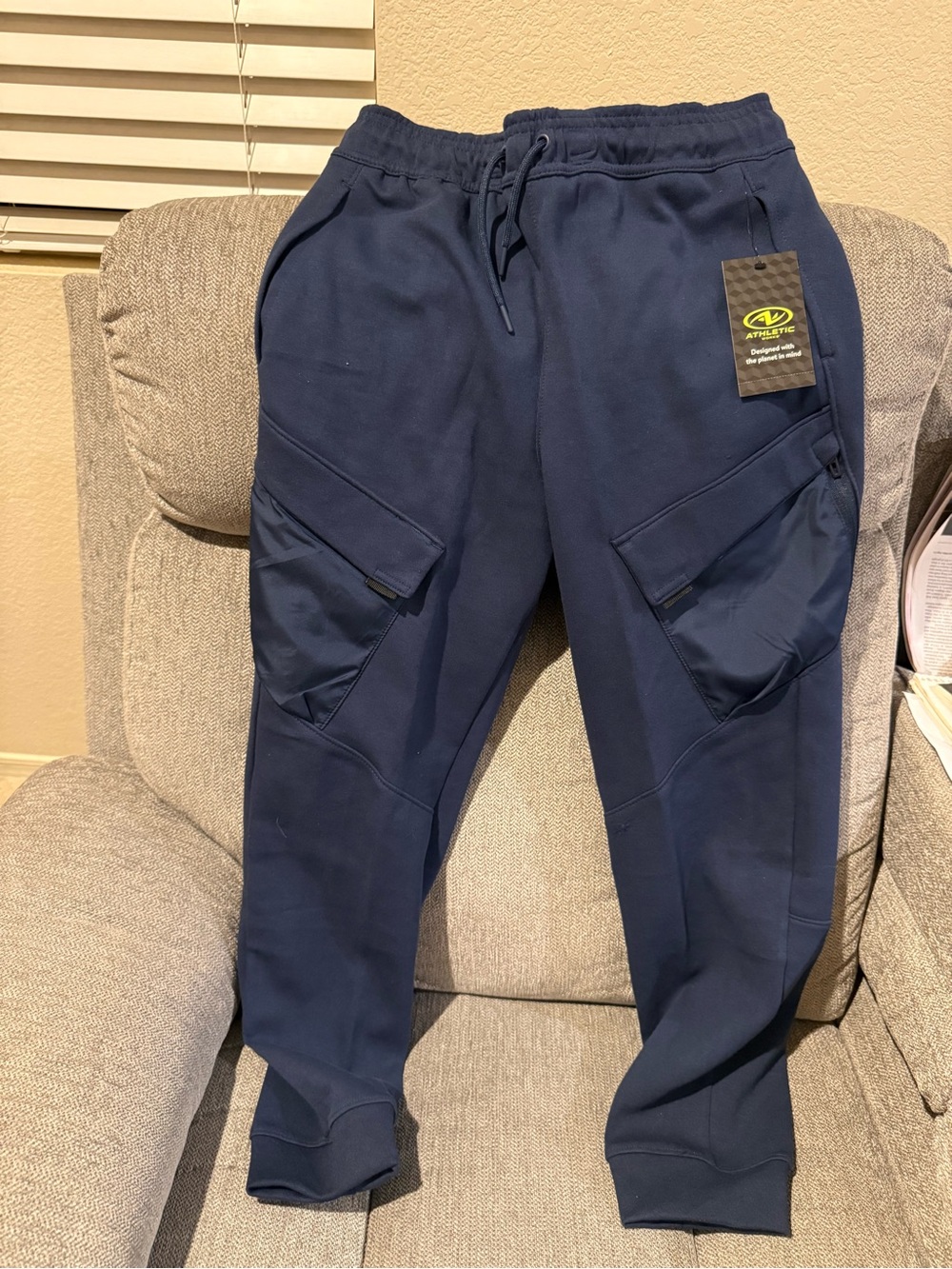 Athletic Works Navy Blue Kids Cargo Jogger Sweatpants
